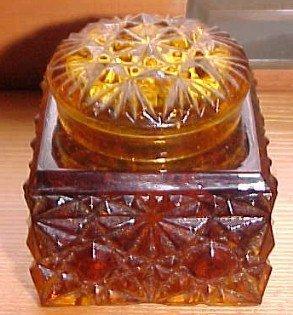 Old Amber 2 piece Inkwell - Glass