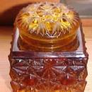 Old Amber 2 piece Inkwell - Glass