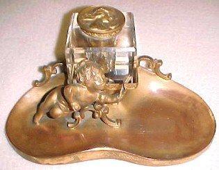 Stag Deer Figural Inkwell - Metalware