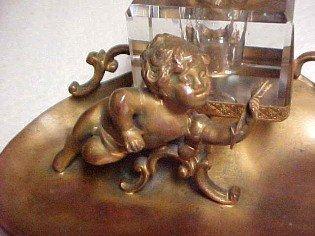 Cherub Cupid Figural Inkwell - Metalware