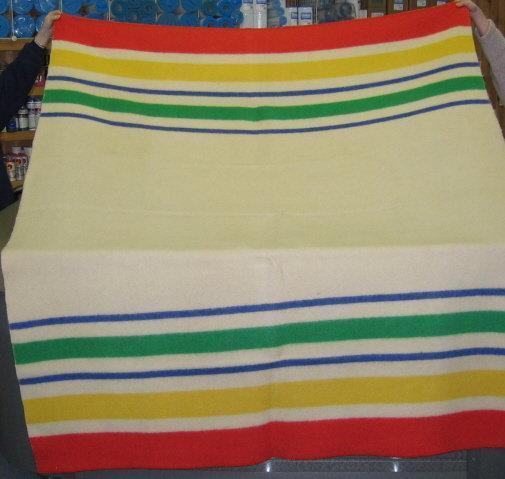 Vintage 100% Wool HUDSON BAY type Camp Lodge Cabin Blanket 75 x 88