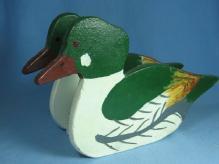 Kitchen Folk Art DUCK Decoy Carved Wood NAPKIN or LETTER Holder - Hunting Lodge Cabin