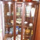 Double Curved Glass Oak CORNER China Cabinet with Griffin Gallery & Claw Feet - Victorian Furniture