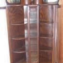 Double Curved Glass Oak CORNER China Cabinet with Griffin Gallery & Claw Feet - Victorian Furniture