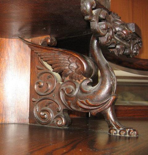 Double Curved Glass Oak CORNER China Cabinet with Griffin Gallery & Claw Feet - Victorian Furniture