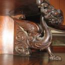 Double Curved Glass Oak CORNER China Cabinet with Griffin Gallery & Claw Feet - Victorian Furniture