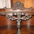 Double Curved Glass Oak CORNER China Cabinet with Griffin Gallery & Claw Feet - Victorian Furniture