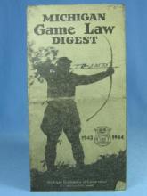 Antique 1943 1944 Michigan GAME LAW DIGEST Hunt Manual - sporting