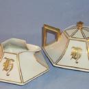 LIMOGES Hexagon Shaped Porcelain Creamer and Sugar Set