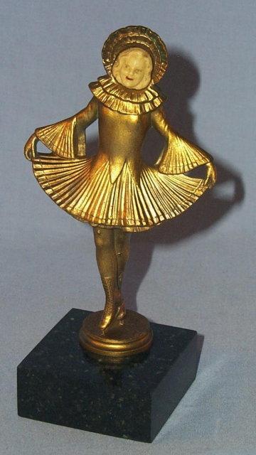 SONYA HENIE Cast Metal Figurine w/ Celluloid Face - Metalware