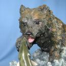 Brown BEAR & Salmon FISH Sculpture - Montefiori Collection Limited Edition for your Cabin, Lodge, Sporting Hunting Den