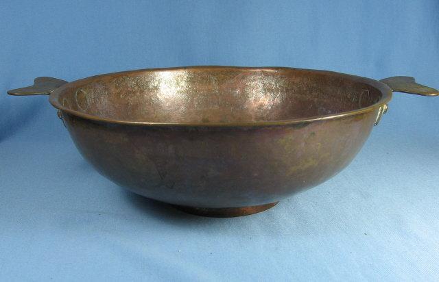 Brass Copper Hand Forged Bowl with Handles - matalware
