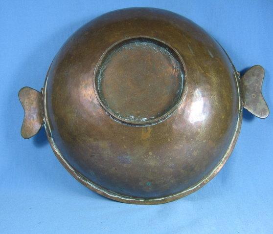 Brass Copper Hand Forged Bowl with Handles - matalware