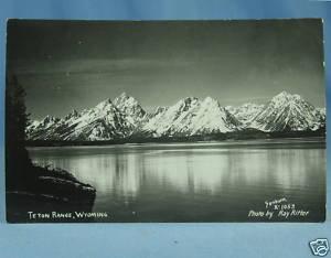 TETON RANGE Wyoming Ray Ritter 1939 RPPC Postcard