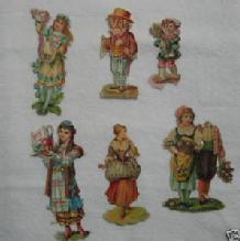 Victorian Antique DIE CUT 6pc Group Scrap Scrapbook