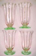 Cambridge Vaseline 4 Footed Water Glasses - Glass