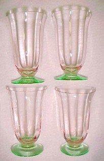 Cambridge Vaseline 4 Footed Water Glasses - Glass