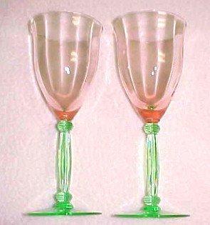 Cambridge Vaseline 4 Footed Water Glasses - Glass