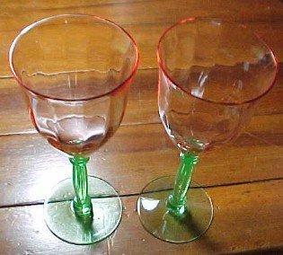 Cambridge Vaseline 4 Footed Water Glasses - Glass