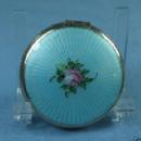 Hand Painted Enamel Guilloche Compact ~ Antique Ladies Accessory