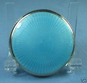 Hand Painted Enamel Guilloche Compact ~ Antique Ladies Accessory