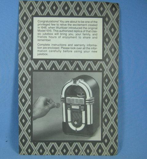 Leadworks WURLITZER Jukebox Tape Player Still Bank INSTRUCTION