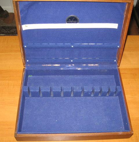 Sterling Silverplate FLATWARE BOX - Vintage Wooden