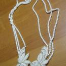 Costume Jewelry Opera Length Faux PEARL Necklace with Beaded FLOWERS - Vintage Costume Jewelry