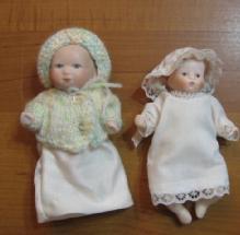 Miniature Porcelain Doll Group - Vintage Bisque Toy