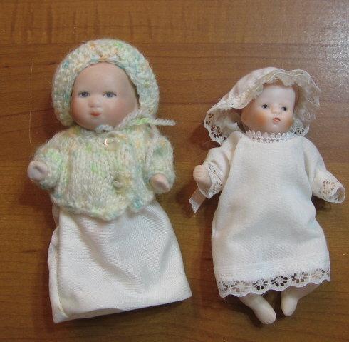 Miniature Porcelain Doll Group - Vintage Bisque Toy
