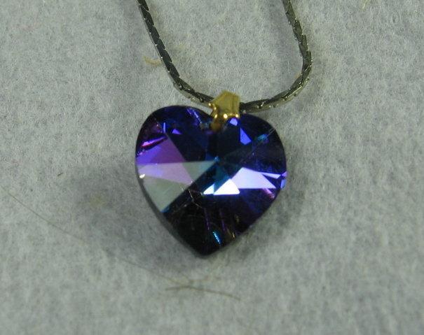 Tanzanite HEART Pendant Necklace - Vintage Estate Costume Jewelry