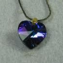 Tanzanite HEART Pendant Necklace - Vintage Estate Costume Jewelry