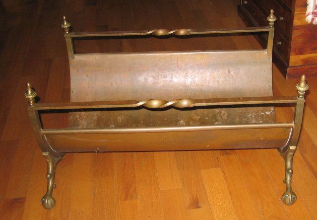 Ball & Claw Foot Brass LOG HOLDER - Antique metalware