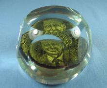 FAMOUS FACE Paperweight - Antique Faceted Crystal Glass
