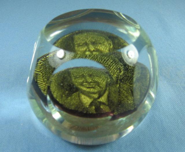 FAMOUS FACE Paperweight - Antique Faceted Crystal Glass