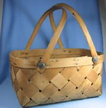 Split Ash Basket Woven - Antique Dbl Bent Oak Handle