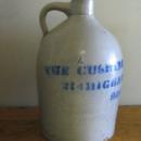 Saltglaze Blue ADVERTISING 3 gallon Jug - THE CUSHING PROCESS CO. BOSTON - Antique stoneware pottery