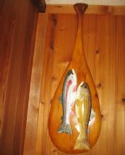 Fish DECOY on CANOE PADDLE by Carl Christensen - Michigan Master Wood Decoy Carver