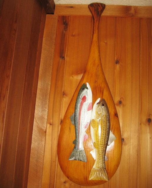 Fish DECOY on CANOE PADDLE by Carl Christensen - Michigan Master Wood Decoy Carver