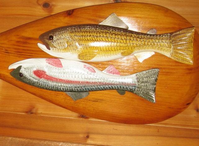 Fish DECOY on CANOE PADDLE by Carl Christensen - Michigan Master Wood Decoy Carver