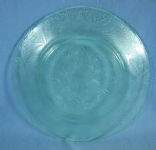 DOGWOOD Green Vaseline Glass Plate - Macbeth Evans Depression Era Plate