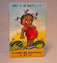 Black Girl in Watermelon Patch Postcard - Ethnographic