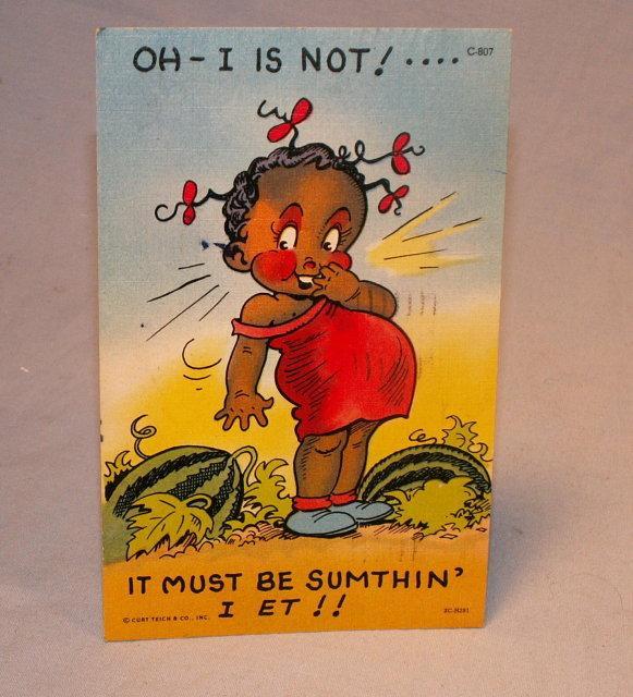 Black Girl in Watermelon Patch Postcard - Ethnographic