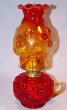 Amberina Moon & Stars Glass Oil Lamp - Fine Art & Lamps