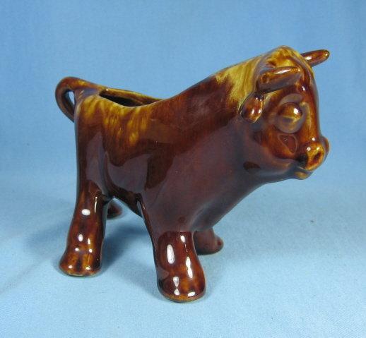 Yellow ware COW Planter - Vintage Pottery Porcelain