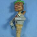 Anri Mechanical MAN Corker Bottle Stopper - Antique Carved Wood Folk Art