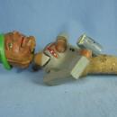 Anri Mechanical MAN Corker Bottle Stopper - Antique Carved Wood Folk Art