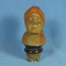 Anri type WOMAN Corker Bottle Stopper - Antique Carved Wood Folk Art