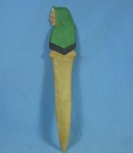 Folk Art LETTER OPENER or BOOKMARK - Antique Carved Wood