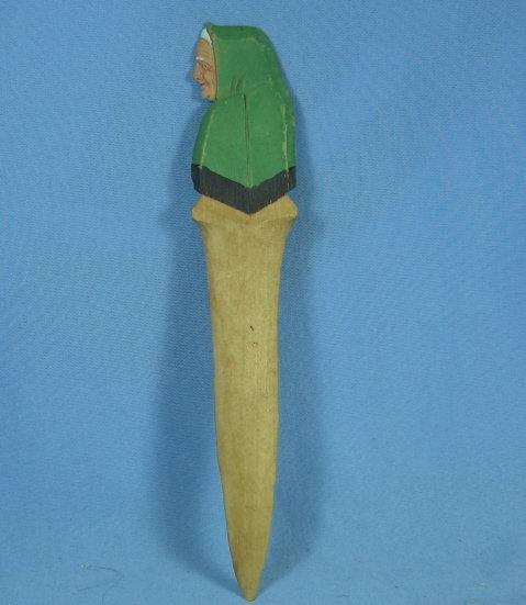 Folk Art LETTER OPENER or BOOKMARK - Antique Carved Wood